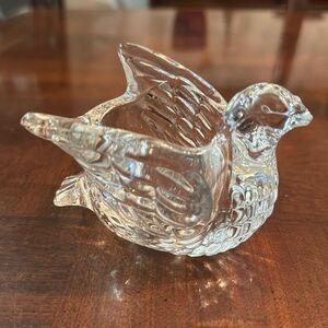 Vintage 1978 Avon Dove Clear Glass Tea Light Votive Bird Candle Holder